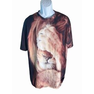 Lion Short Sleeve‎ Pull Over T-Shirt Multi-Colored XL